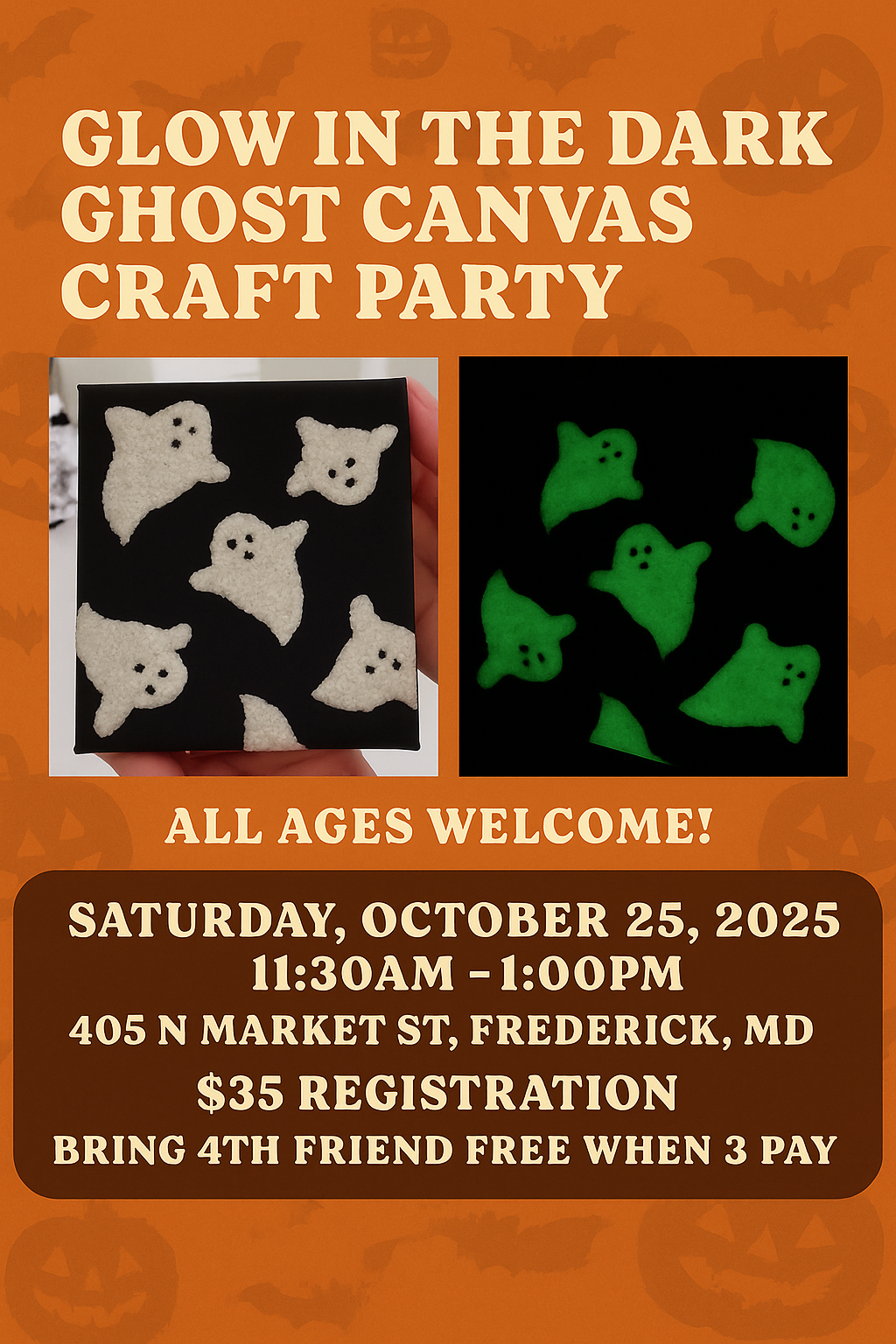 Glow-in-the Dark Ghost Canvas Craft Party