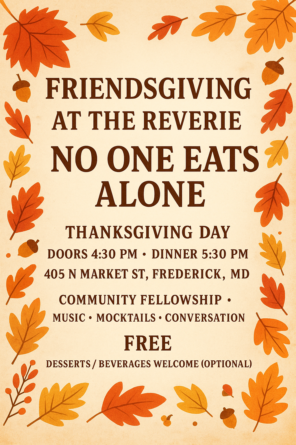 Friendsgiving at The Reverie: No One Eats Alone